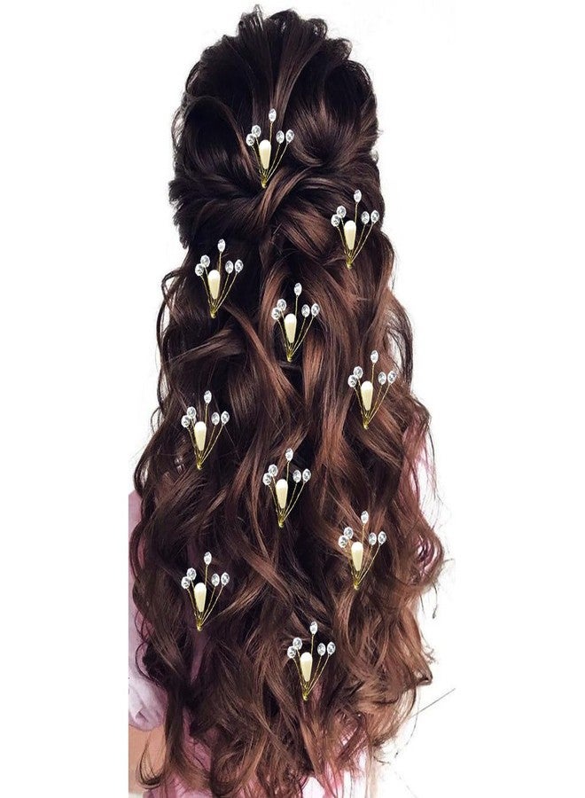 Ansh Attractive Artificial Metal White Stones with Golden Beads Hair Pins/Clips/Juda Pins | Hair Accessories for Women & Girls (Combo Pack of 2493 & 2531) - Image 4