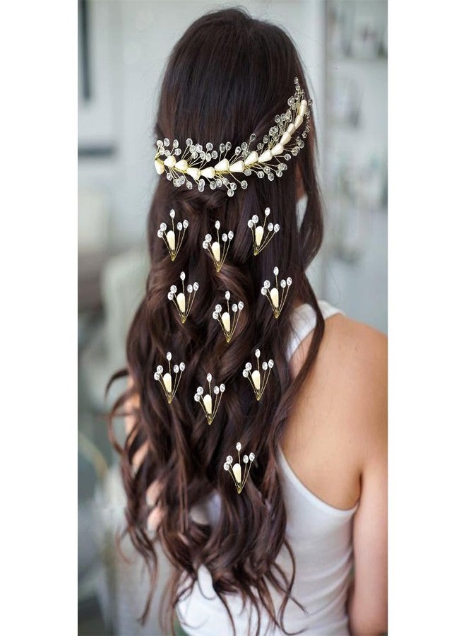 Ansh Attractive Artificial Metal White Stones with Golden Beads Hair Pins/Clips/Juda Pins | Hair Accessories for Women & Girls (Combo Pack of 2493 & 2531) - Image 1