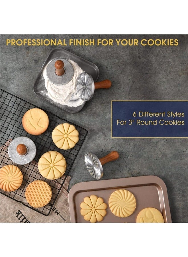 مجموعة من 3 طوابع كوكيز، قالب معدني لقطع الكوكيز بمقبض خشبي، لوازم تزيين الكوكيز للخبز والكعك بنفسك - Image 2