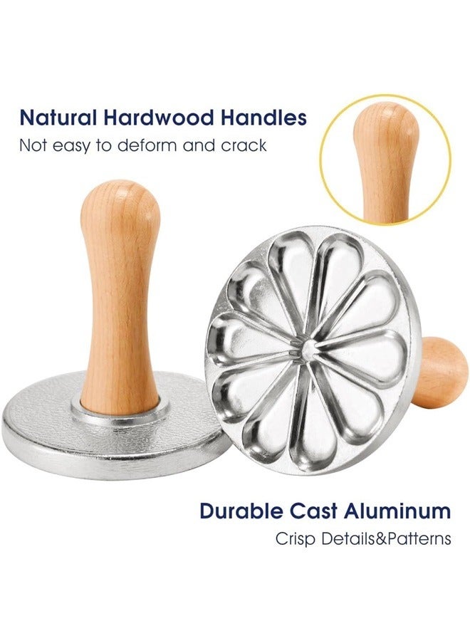 مجموعة من 3 طوابع كوكيز، قالب معدني لقطع الكوكيز بمقبض خشبي، لوازم تزيين الكوكيز للخبز والكعك بنفسك - Image 3