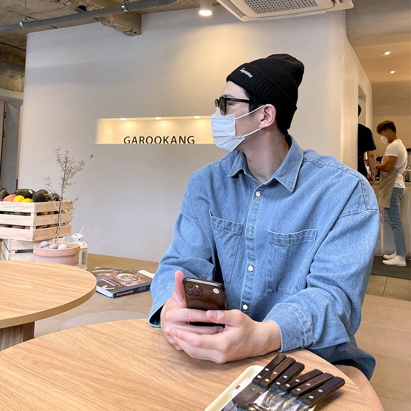 Mx313 Autumn Washed Denim Shirt Korean Style Loose And Handsome Versatile Trendyy Shirt Jacket - Image 2
