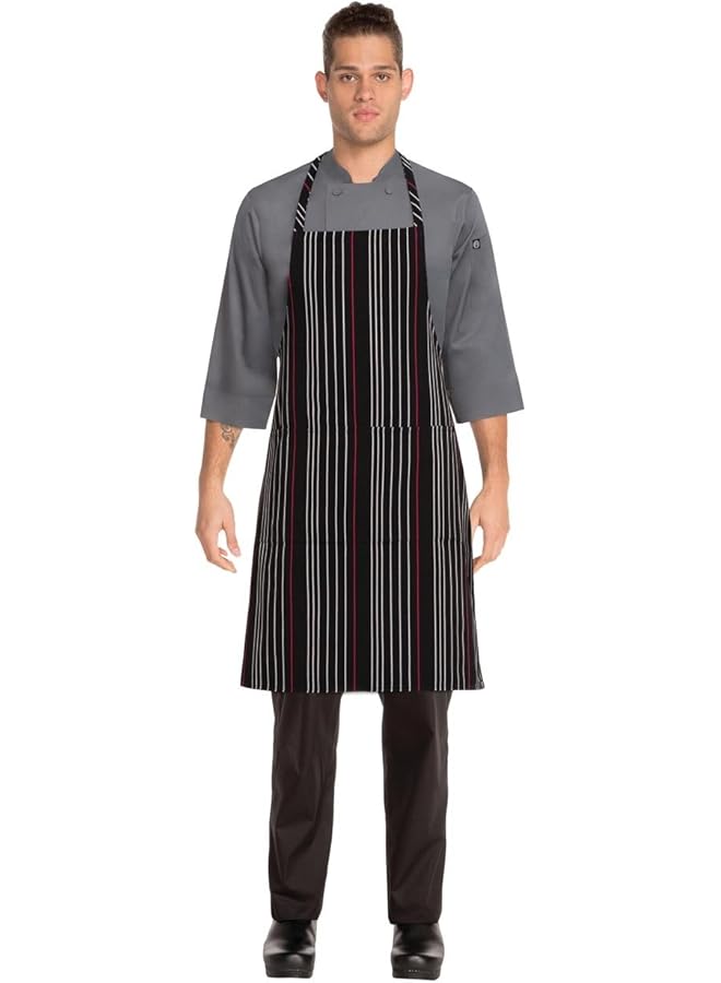 Chef Works Unisex Striped Bib Apron - Image 1