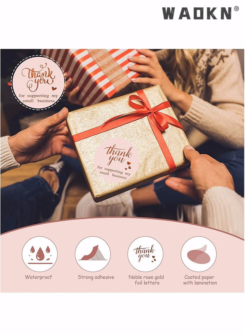 WAOKN 600PCS Thank You Cards and Stickers Set Gold Foil 1.5 Inch Thank You For Supporting My Small Business Stickers 9x5CM Greeting Cards for Online Retail Shop Package Inserts - Image 2