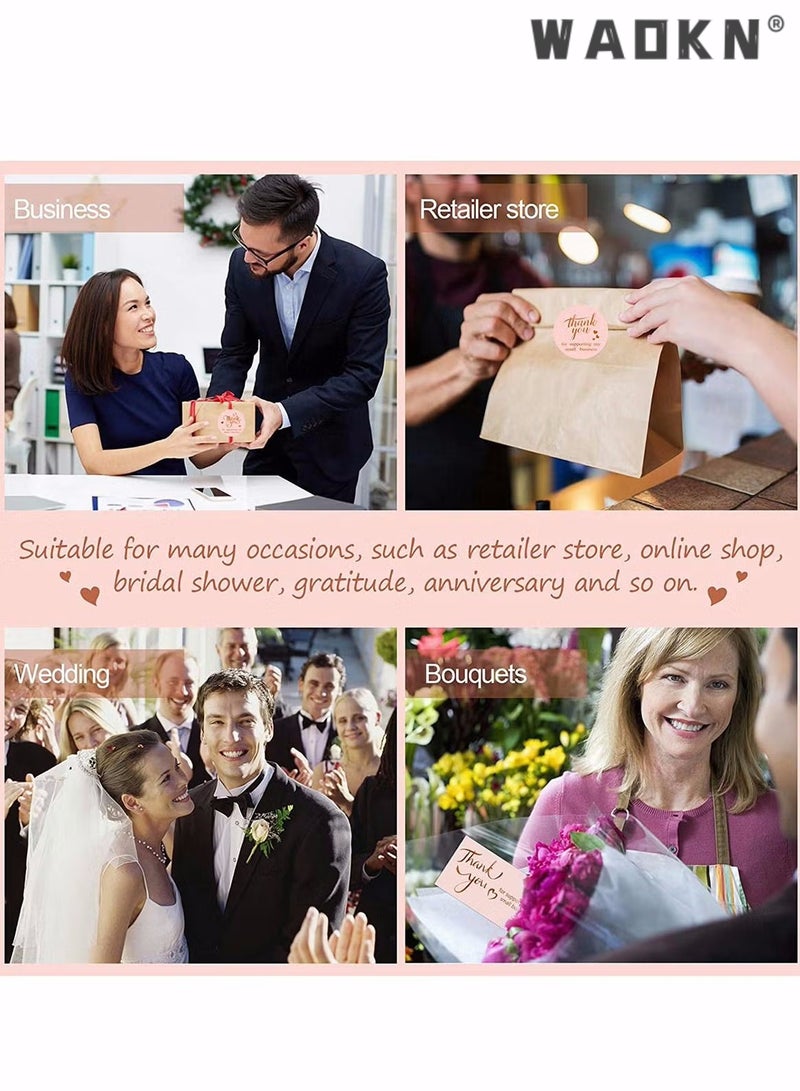 WAOKN 600PCS Thank You Cards and Stickers Set Gold Foil 1.5 Inch Thank You For Supporting My Small Business Stickers 9x5CM Greeting Cards for Online Retail Shop Package Inserts - Image 3