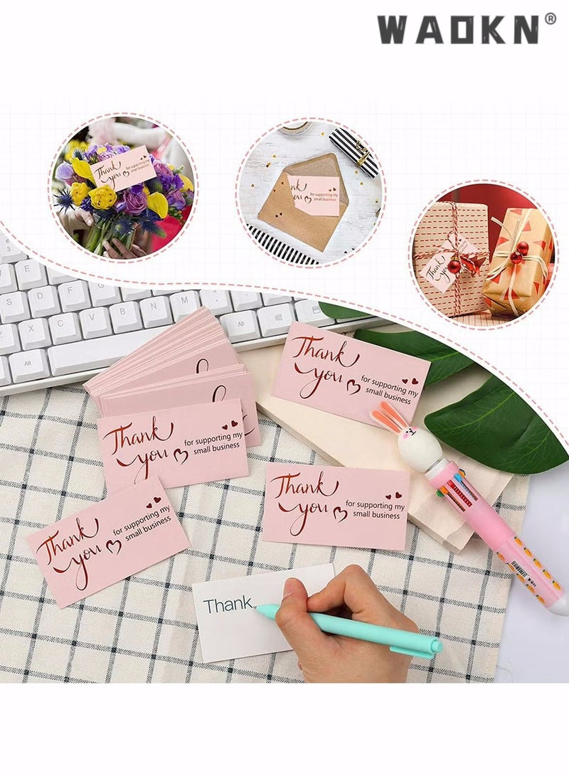 WAOKN 600PCS Thank You Cards and Stickers Set Gold Foil 1.5 Inch Thank You For Supporting My Small Business Stickers 9x5CM Greeting Cards for Online Retail Shop Package Inserts - Image 4