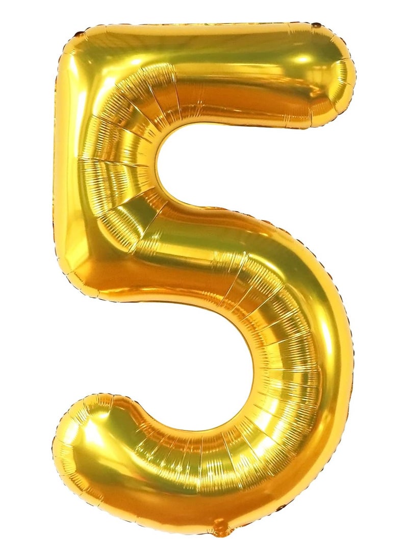 KATCHON Gold number 5 Balloon for 5th Birthday Decoration  - Image 1