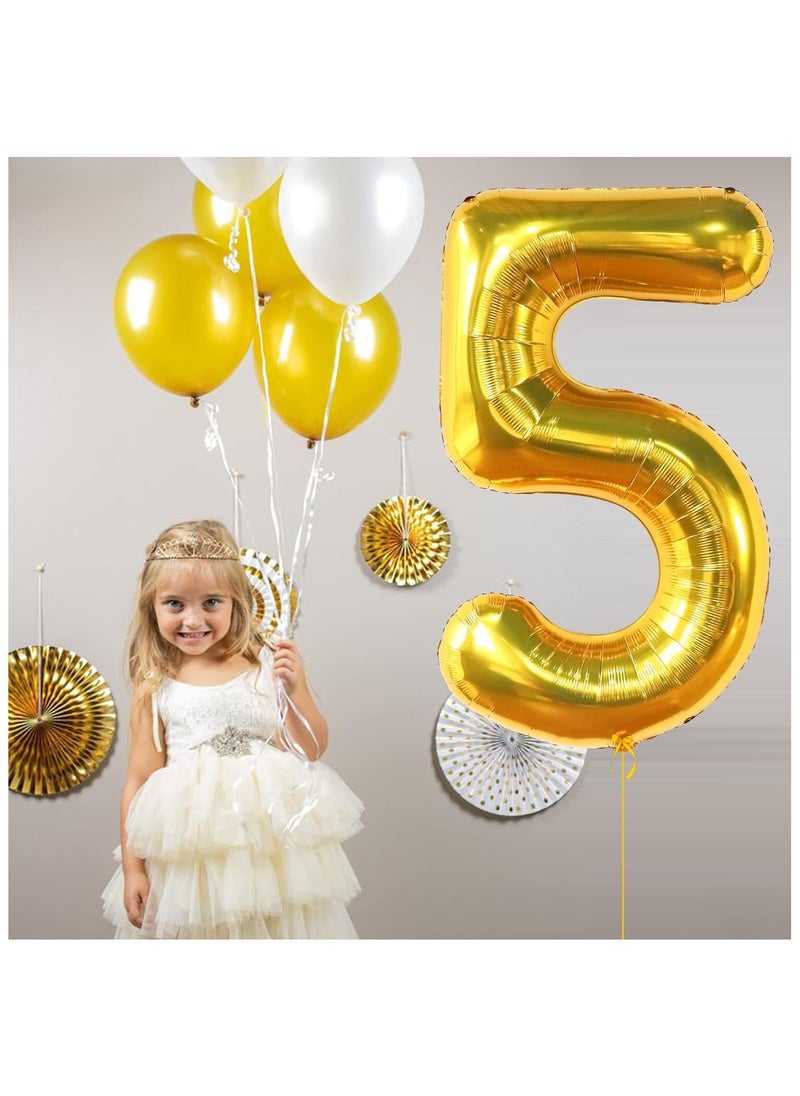 KATCHON Gold number 5 Balloon for 5th Birthday Decoration  - Image 3
