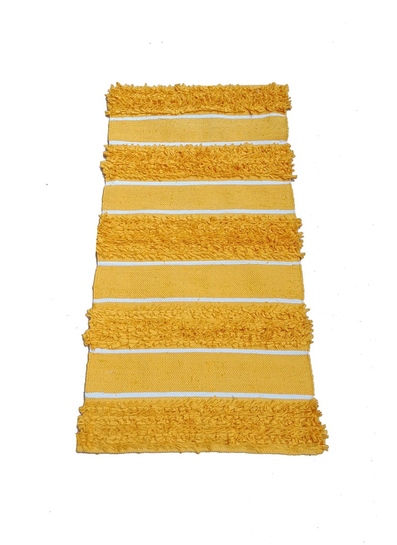 Bazaar Misr Eco-Friendly rag rug cotton shaggy yellow Handmade  - Image 1