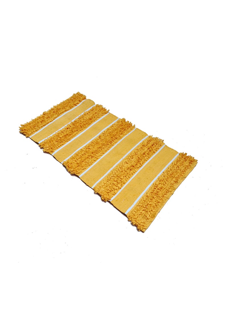 Bazaar Misr Eco-Friendly rag rug cotton shaggy yellow Handmade  - Image 2