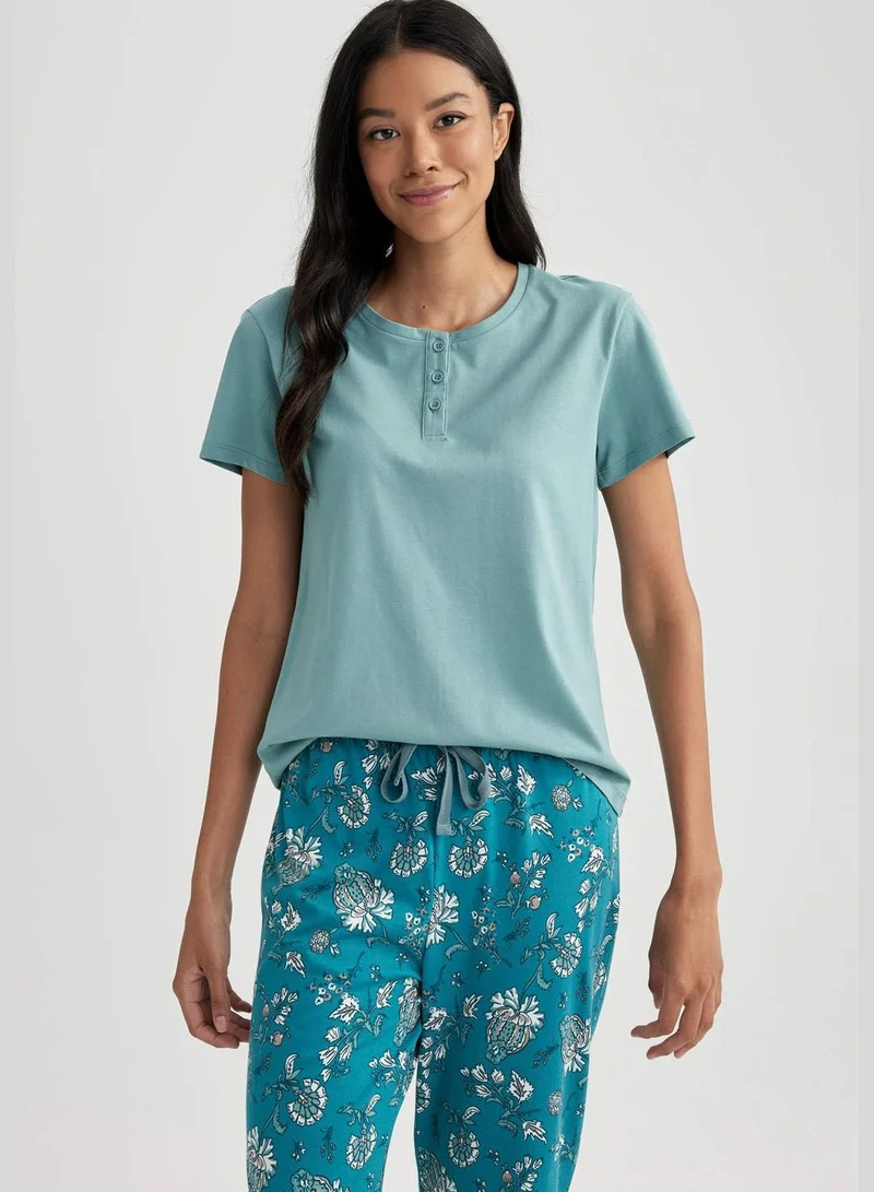 DeFacto 2 Pack Woman Crew Neck Short Sleeve Homewear Knitted Set