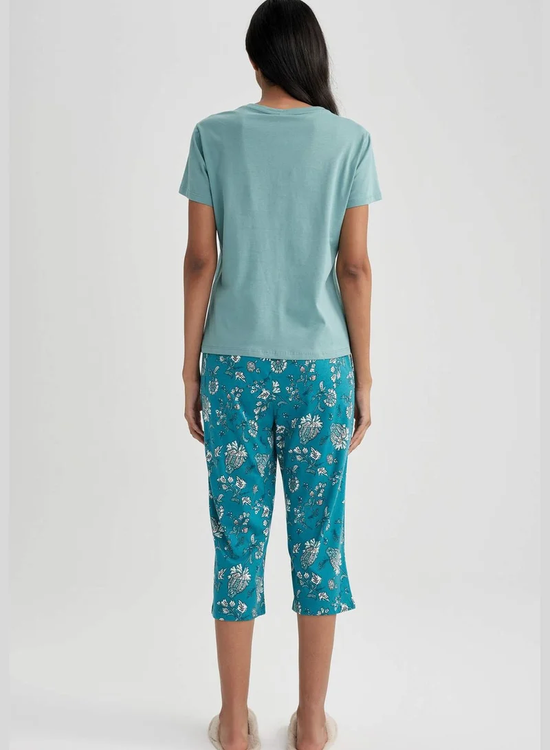 DeFacto 2 Pack Woman Crew Neck Short Sleeve Homewear Knitted Set