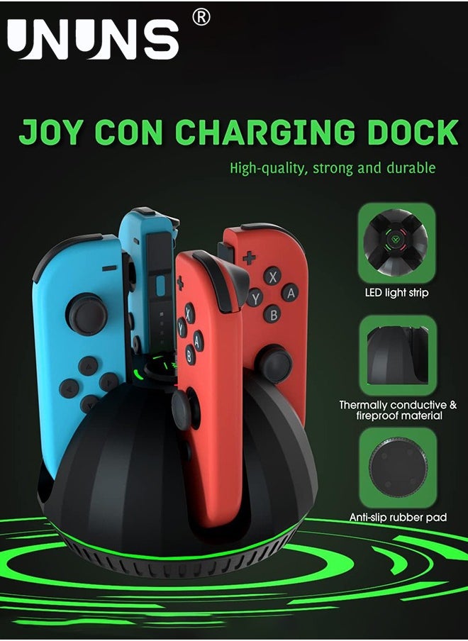 UNUNS - Controller Charging Dock for Nintendo Switch Joycon, UNUNS 4 in 1 Joycon Charging Dock with LED Indication and Charger Cable, Fast Charging Dock Station Compatible with Nintendo Switch/ OLED Joy Con - Image 1