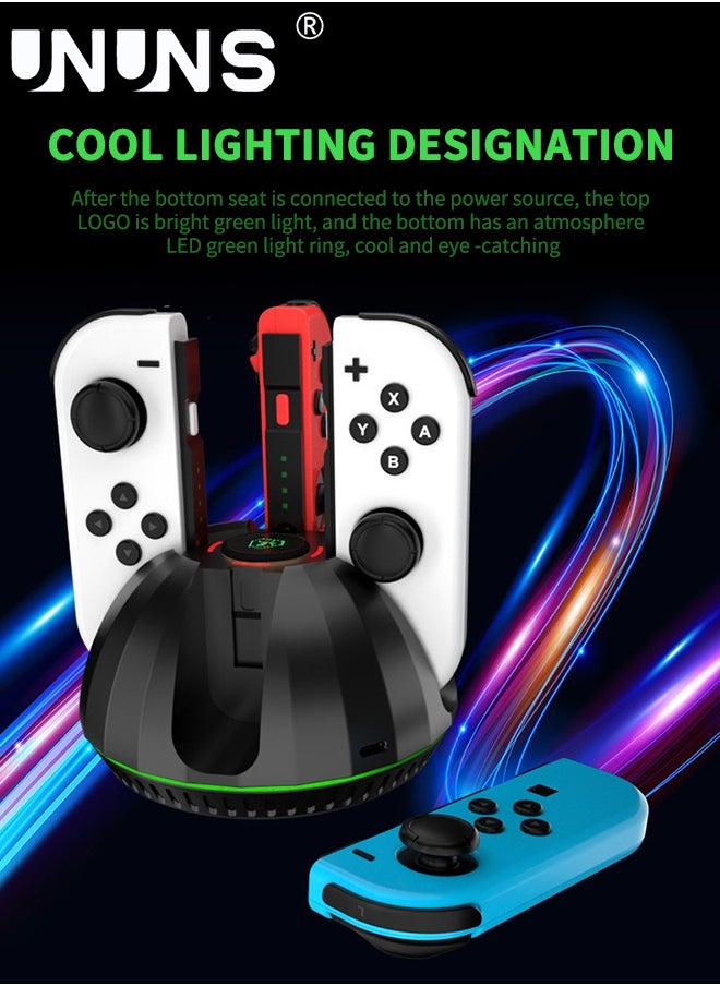 UNUNS - Controller Charging Dock for Nintendo Switch Joycon, UNUNS 4 in 1 Joycon Charging Dock with LED Indication and Charger Cable, Fast Charging Dock Station Compatible with Nintendo Switch/ OLED Joy Con - Image 1