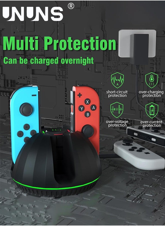 UNUNS - Controller Charging Dock for Nintendo Switch Joycon, UNUNS 4 in 1 Joycon Charging Dock with LED Indication and Charger Cable, Fast Charging Dock Station Compatible with Nintendo Switch/ OLED Joy Con - Image 1