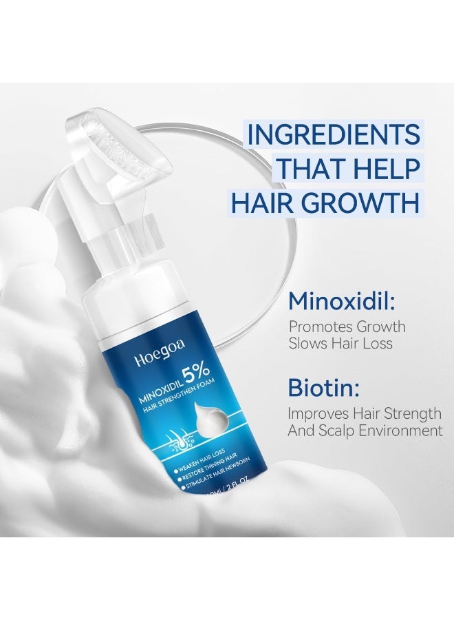 HOEGOA 5% Minoxidil Foam for Hair Growth Hair Strengthen Foam to Stop Thinning and Hair Loss for Men and Women, Scalp Care and Volume and Fluff, 60ml/2fl oz - Image 2
