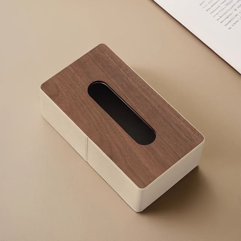 Pu Leather Tissue Box Holder Circular Arc Desktop Storage For Office Home - Image 3