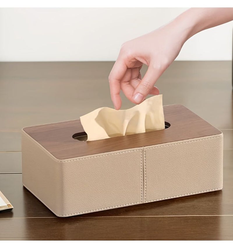 Pu Leather Tissue Box Holder Circular Arc Desktop Storage For Office Home - Image 1