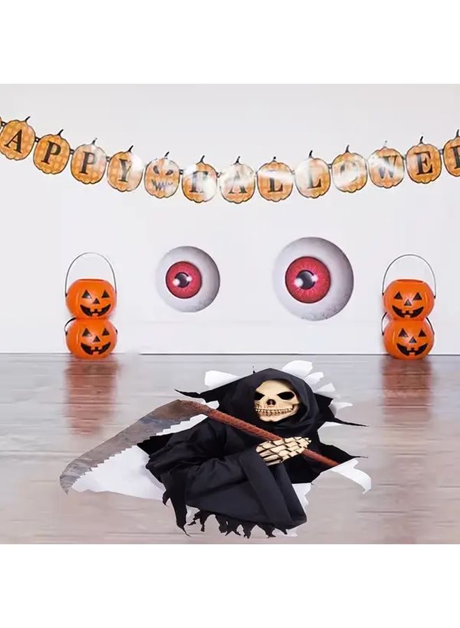 Scythe Demon Static Sticker Set Halloween Horror Wall Decals For Spooky Decor - Image 4