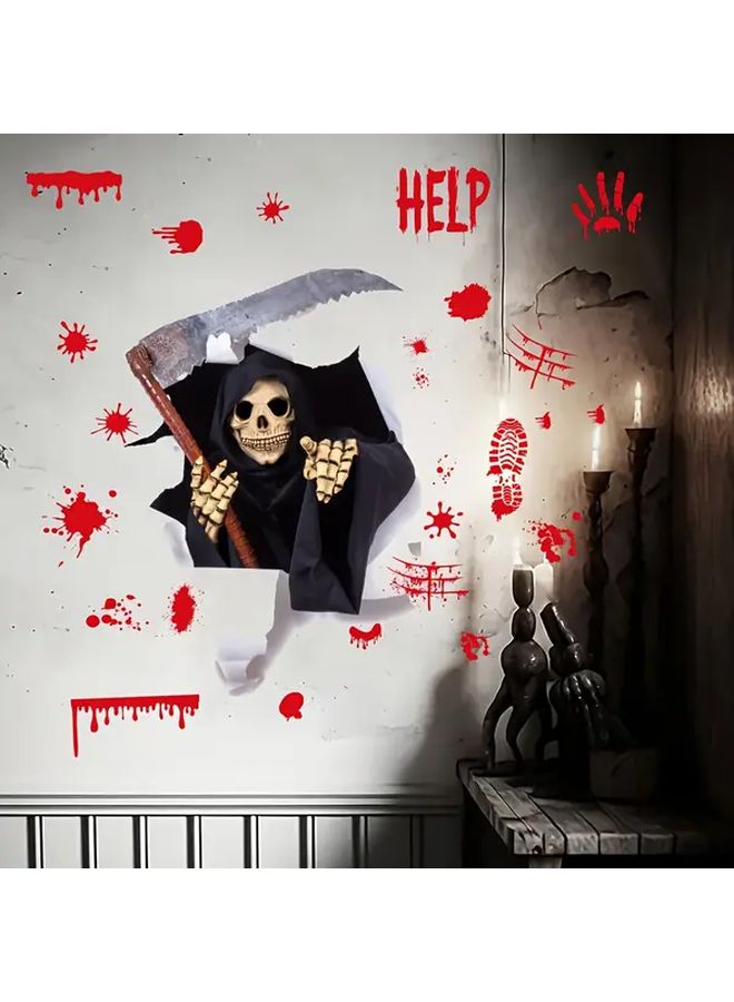 Scythe Demon Static Sticker Set Halloween Horror Wall Decals For Spooky Decor - Image 5