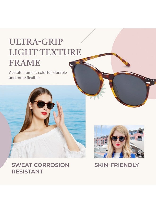 Duco Retro Round Uv400 Polarized Sunglasses For Women Men Vintage Shades Classic Acetate Trendy Fashion Sunglass Dc1230 (Tortoise Frame Grey Lens) - Image 5