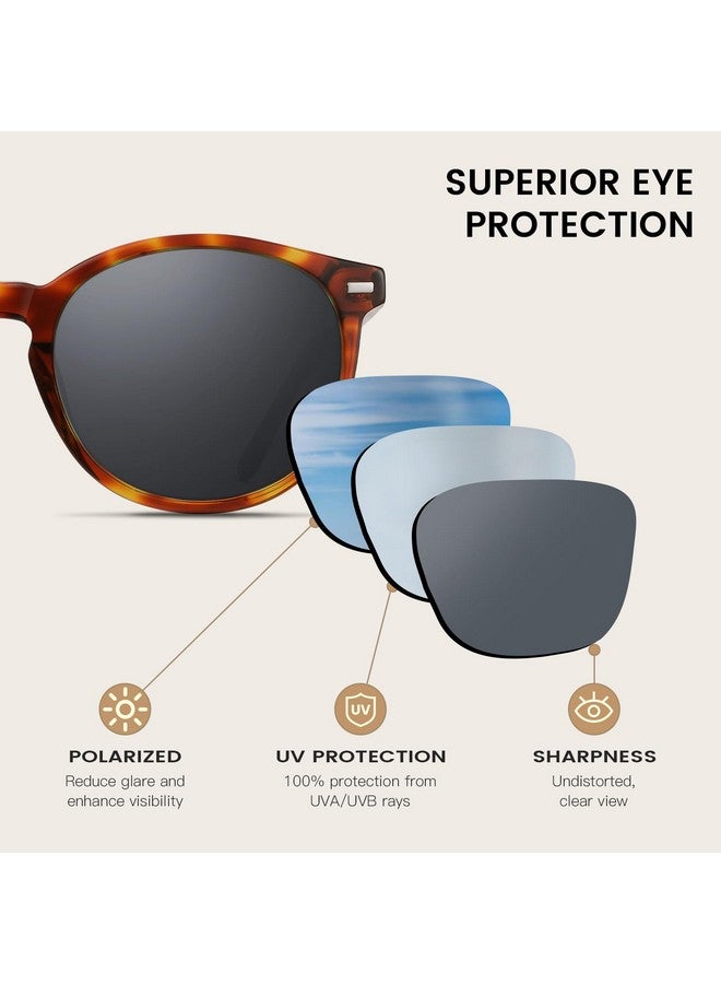 Duco Retro Round Uv400 Polarized Sunglasses For Women Men Vintage Shades Classic Acetate Trendy Fashion Sunglass Dc1230 (Tortoise Frame Grey Lens) - Image 3