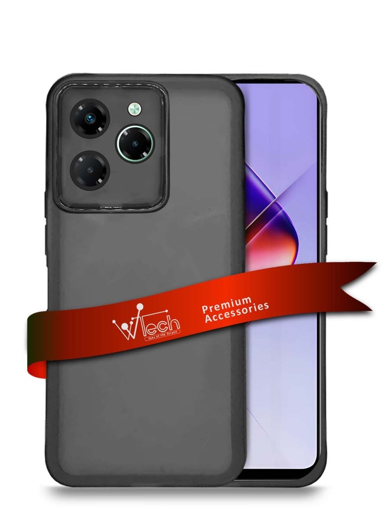 دبليو تيك غطاء خلفي لهاتف Infinix Note 40X 5G 2024 مصنوع من السيليكون الشفاف الناعم للغاية مصنوع من مادة البولي يوريثان الحراري بتصميم أنيق مطلي بالكهرباء - أسود - Image 1