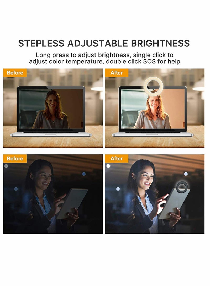 SYOSI حلقة ضوء، ضوء سيلفي للهاتف LED دائري صغير لمكالمات زوم، بث ذاتي، بث مباشر، اجتماع عبر الإنترنت، تصوير - Image 2