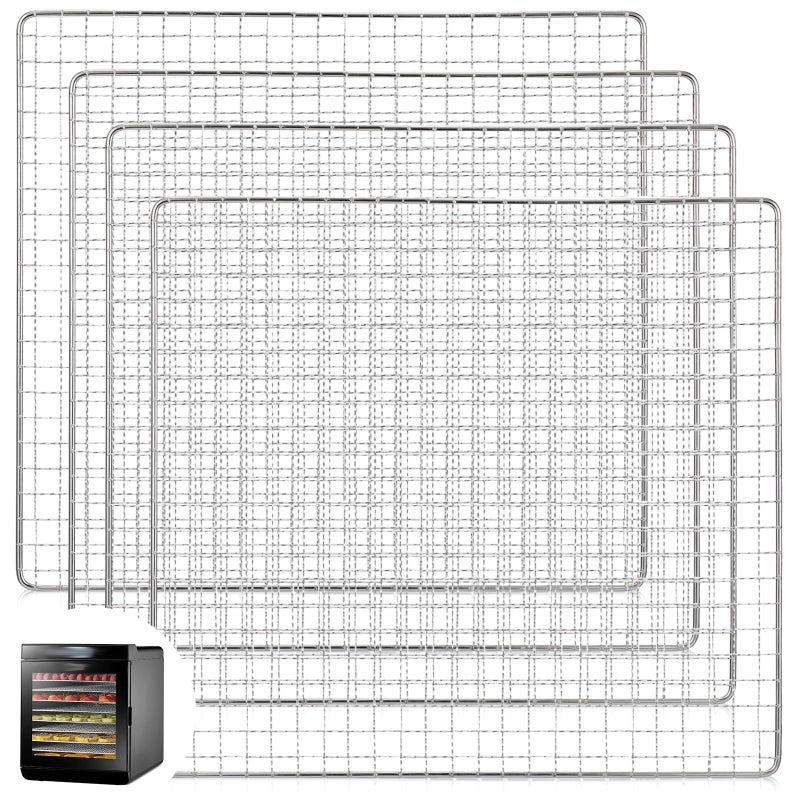 Baderke 13 x 12 Inches Dehydrator Trays Compatible with CP267-FD Only Stainless Steel Dehydrator Drying Mesh Screens Stainless Steel Tray for Drying Fruit Food(4 Pcs) - Image 1