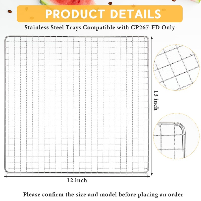 Baderke 13 x 12 Inches Dehydrator Trays Compatible with CP267-FD Only Stainless Steel Dehydrator Drying Mesh Screens Stainless Steel Tray for Drying Fruit Food(4 Pcs) - Image 2