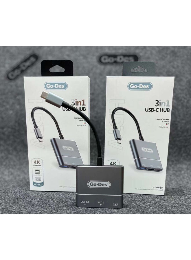 GO-DES GD-6827 Type-C to HDTV 3 in 1 Converter Adapter - Image 1
