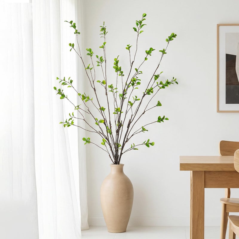 Ttranewsoo 4 Pcs Fall Stems Artificial Ficus Branches Faux Eucalyptus Stems Fall Decor Fake Leaves Fall Decorations for Home Autumn Table Decor Fall Branches for Vase 472 InchGreen - Image 2