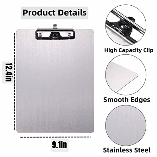Banjiang Stainless Steel Magnetic Clipboards,Metal Clipboard with 304 Low Profile Clip,Black Board for Fridge,Cooking Recipe Splints,Message Board (9.2"x12.5" Letter) - Image 2