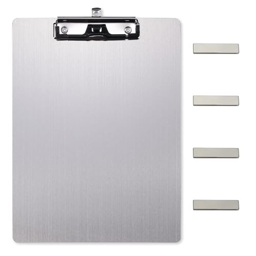 Banjiang Stainless Steel Magnetic Clipboards,Metal Clipboard with 304 Low Profile Clip,Black Board for Fridge,Cooking Recipe Splints,Message Board (9.2"x12.5" Letter) - Image 1