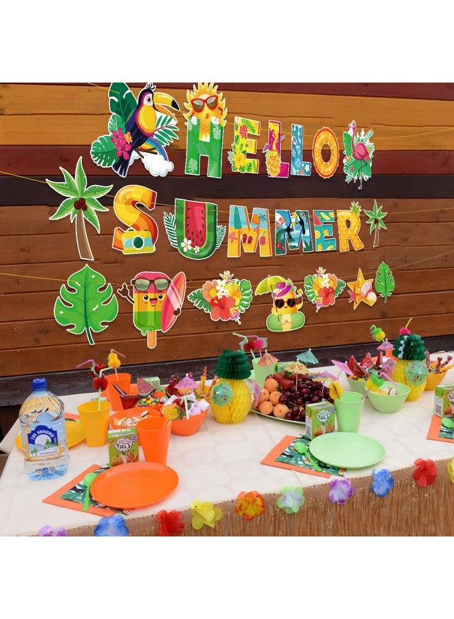 HOWAF لافتة مرحبًا بالصيف من HOWAF، لافتة شاطئية استوائية، 3 قطع زينة ملونة لحفلة هاواي، زينة معلقة لحفلة عيد ميلاد، حفلة بركة، حفلة تيكي، لوازم حفلة استحمام الأطفال، لافتة ترحيبية - Image 5