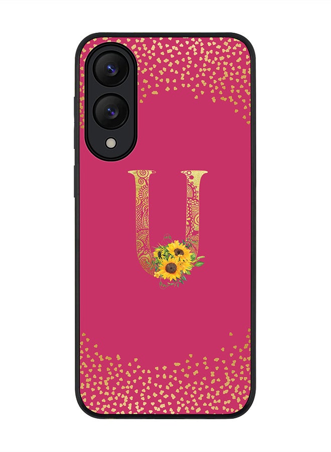 Stylizedd For Samsung Galaxy S25 Edge Case,Slim fit Camera Protection, Shockproof Thin Phone cover  - Custom Floral Monogram - U ( Deep Pink )