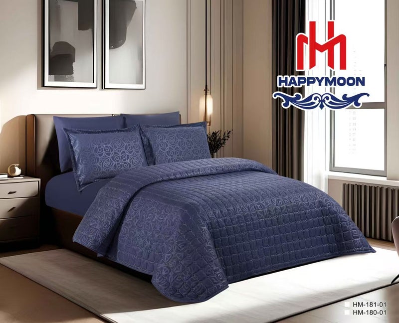 Happymoon Bedding Comforter Set Single Bed Size – 4-Pcs Solid Quilted Bed Set with Soft Microfiber Fabric, Includes Comforter, Fitted Sheet, Pillow Sham & Case - Image 1