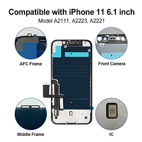 EFAITHFIX for iPhone 11 LCD Screen Replacement 6.1 Inch Frame Assembly LCD Display and 3D Touch Screen Digitizer with Repair Tools Kit for A2111, A2223, A2221 with Waterproof Adhesive Tempered Glass - Image 3