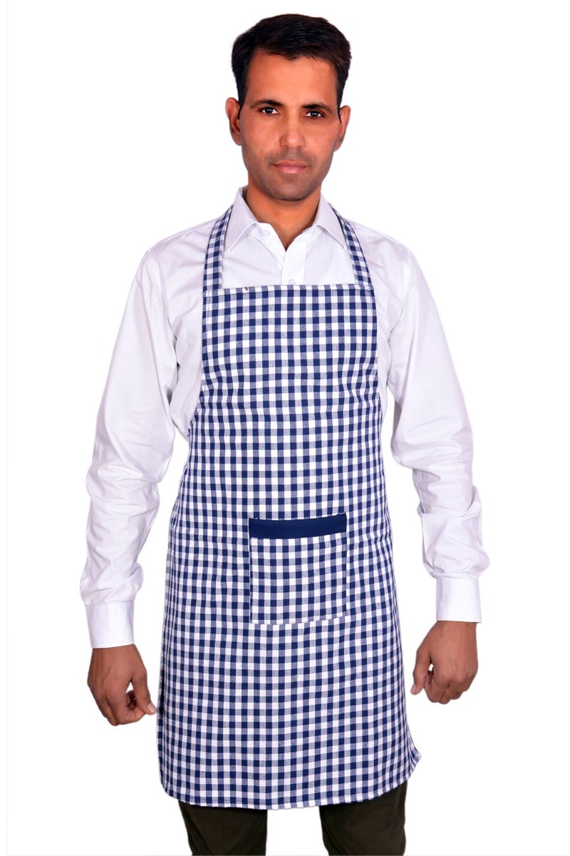 Switchon® Cotton Checkered Chef Apron with Cap – Free Size | Multipurpose Kitchen Apron with Front Pocket | For Men & Women | Home, Hotels, Cafés & Restaurants Proudly Made in India - Image 5