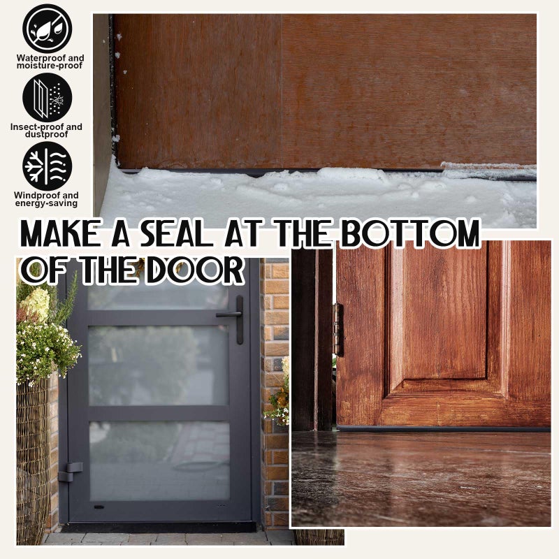 Pushglossy 2 Pcs Kerf Style Door Bottom 36" Long 1 3/4" Wide Replacement Threshold Seal with Vinyl Fins Weatherstrip Draft Stopper for Interior Exterior Doors(Black) - Image 5