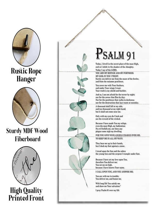 XQLSR Christian Decor, Rustic Hanging Wood Plaque Sign, Inspirational Wood Art Signs, Religious Artwork, Christian Wall Decor, Home Office Decor, Living Room Decor, Bedroom Decor, Psalms 91 Wall Sign - Image 3