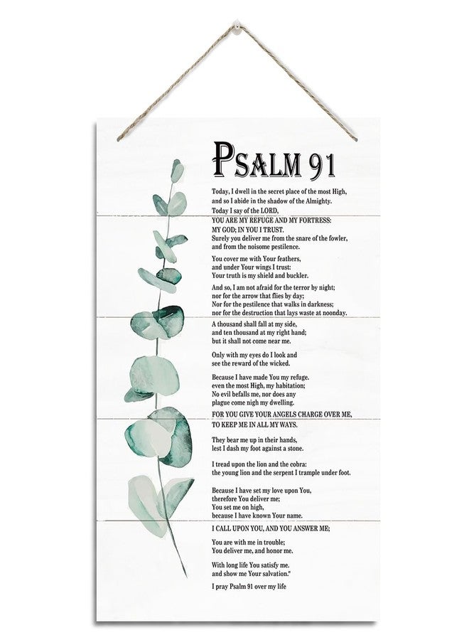 XQLSR Christian Decor, Rustic Hanging Wood Plaque Sign, Inspirational Wood Art Signs, Religious Artwork, Christian Wall Decor, Home Office Decor, Living Room Decor, Bedroom Decor, Psalms 91 Wall Sign - Image 1