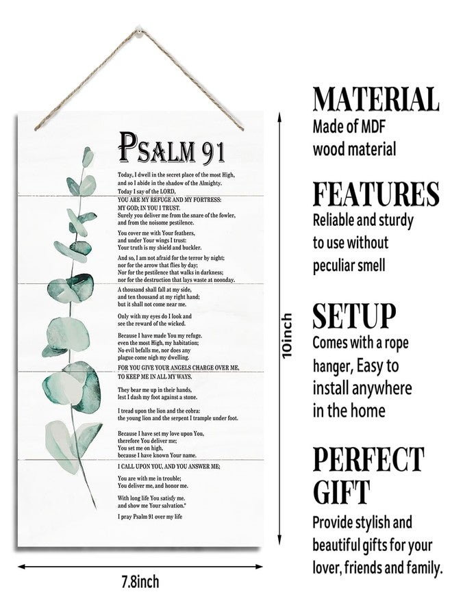 XQLSR Christian Decor, Rustic Hanging Wood Plaque Sign, Inspirational Wood Art Signs, Religious Artwork, Christian Wall Decor, Home Office Decor, Living Room Decor, Bedroom Decor, Psalms 91 Wall Sign - Image 2