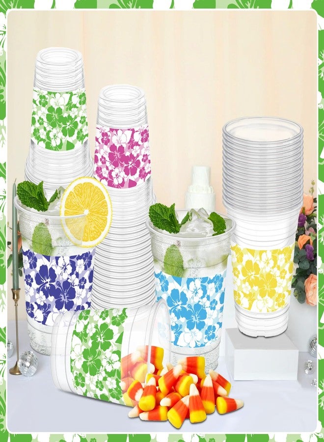 HYMENEX 50Pcs Hawaii Luau Cups, 12oz Luau Party Cups Aloha Plastic Cup for Hawaiian Tropical Aloha Decorations Summer Themed Birthday Party Favor Beach Pool Supplies - Image 4
