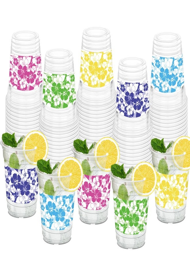 HYMENEX 50Pcs Hawaii Luau Cups, 12oz Luau Party Cups Aloha Plastic Cup for Hawaiian Tropical Aloha Decorations Summer Themed Birthday Party Favor Beach Pool Supplies - Image 1
