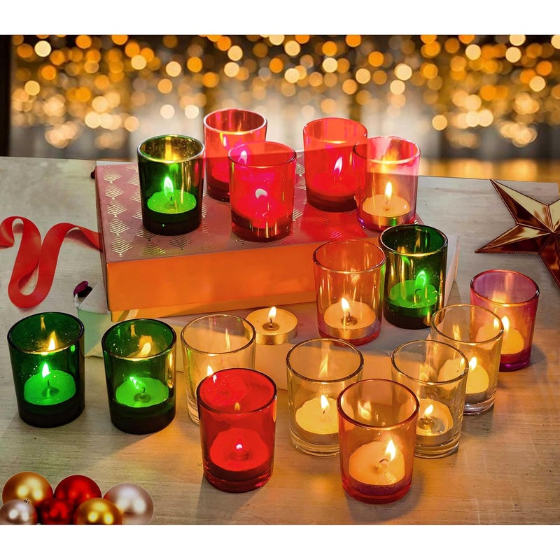 Pure Source India Set of 6 Glass Votive Tealight Candle Holders - Living Room Side Table Home Decoration (Glass, Pack of 6, Yellow) - Image 4