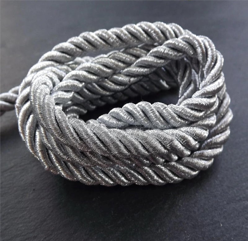 QZibeva 25 Meter Fancy Sofa Cushion Craft Cord 09 mm Thickness Color Silver_Plastic Spool not Including Silver - Image 2