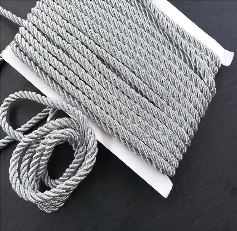 QZibeva 25 Meter Fancy Sofa Cushion Craft Cord 09 mm Thickness Color Silver_Plastic Spool not Including Silver - Image 5