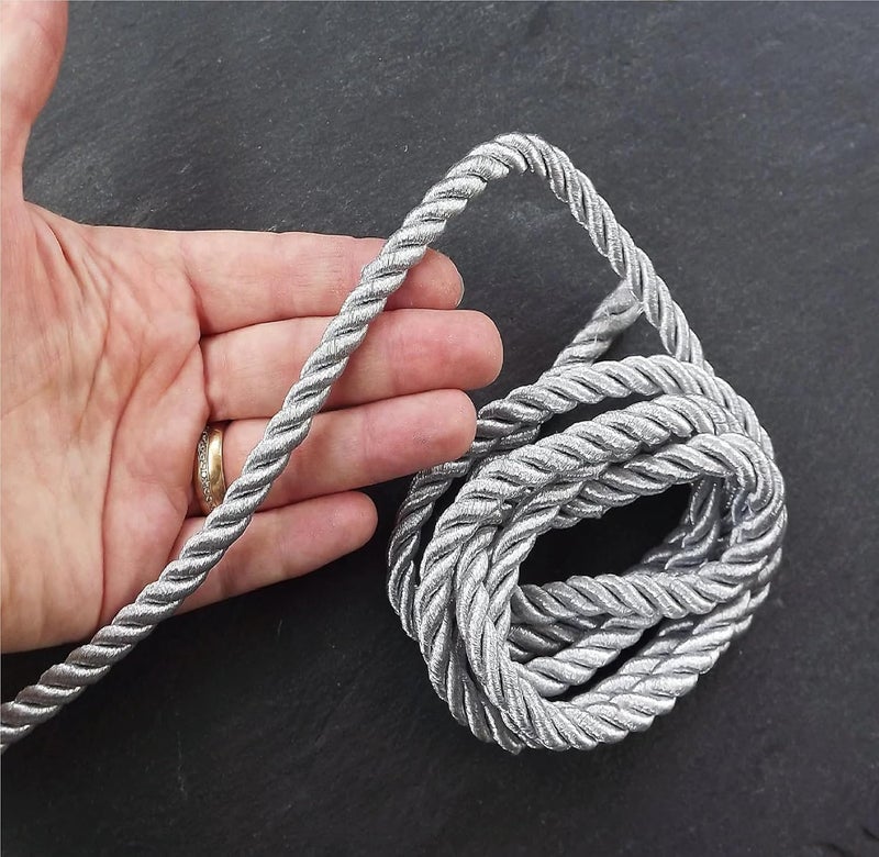 QZibeva 25 Meter Fancy Sofa Cushion Craft Cord 09 mm Thickness Color Silver_Plastic Spool not Including Silver - Image 3