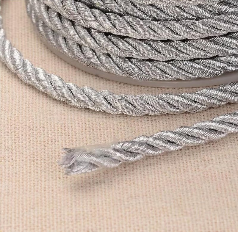 QZibeva 25 Meter Fancy Sofa Cushion Craft Cord 09 mm Thickness Color Silver_Plastic Spool not Including Silver - Image 4