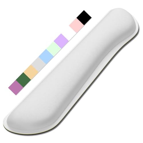 Dapesuom Enlarge Keyboard Wrist Rest, Cute Memory Foam Keyboard Wrist Cushion for Computer Desk Mats Support, Typing Pain Relief Ergonomic Mouse Pad Rests with Non-Slip Base for Gaming, Laptop, White - Image 1